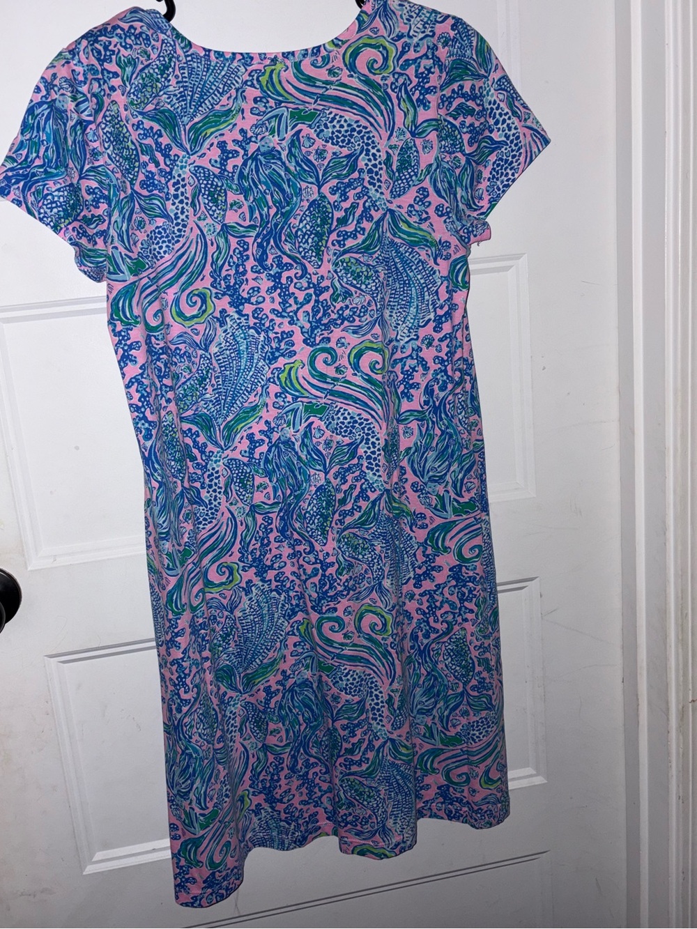Lilly Pulitzer size S Etta Short Sleeve Pima Cotton We Mermaid It T Shirt Dress - Picture 2 of 7